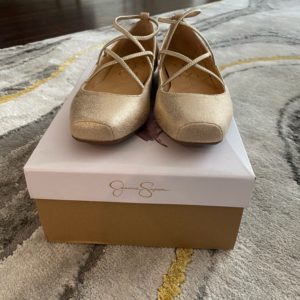 NWT Jessica Simpson Palle Gold Mary Jane Ballet Flats - Picture 10 of 11